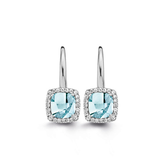 Boucles d'oreilles One More - Etna Or Blanc, Topaze Skye Blue et Diamants (050454TT)