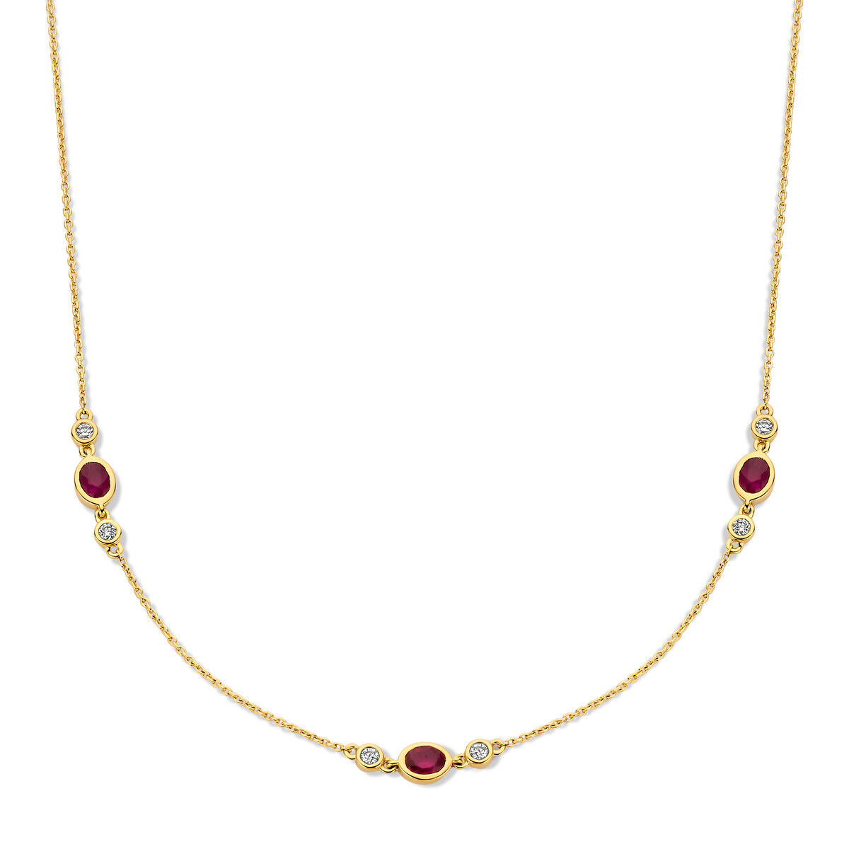 Collier avec motif - Or Jaune, Diamants et Rubis (068604RA)