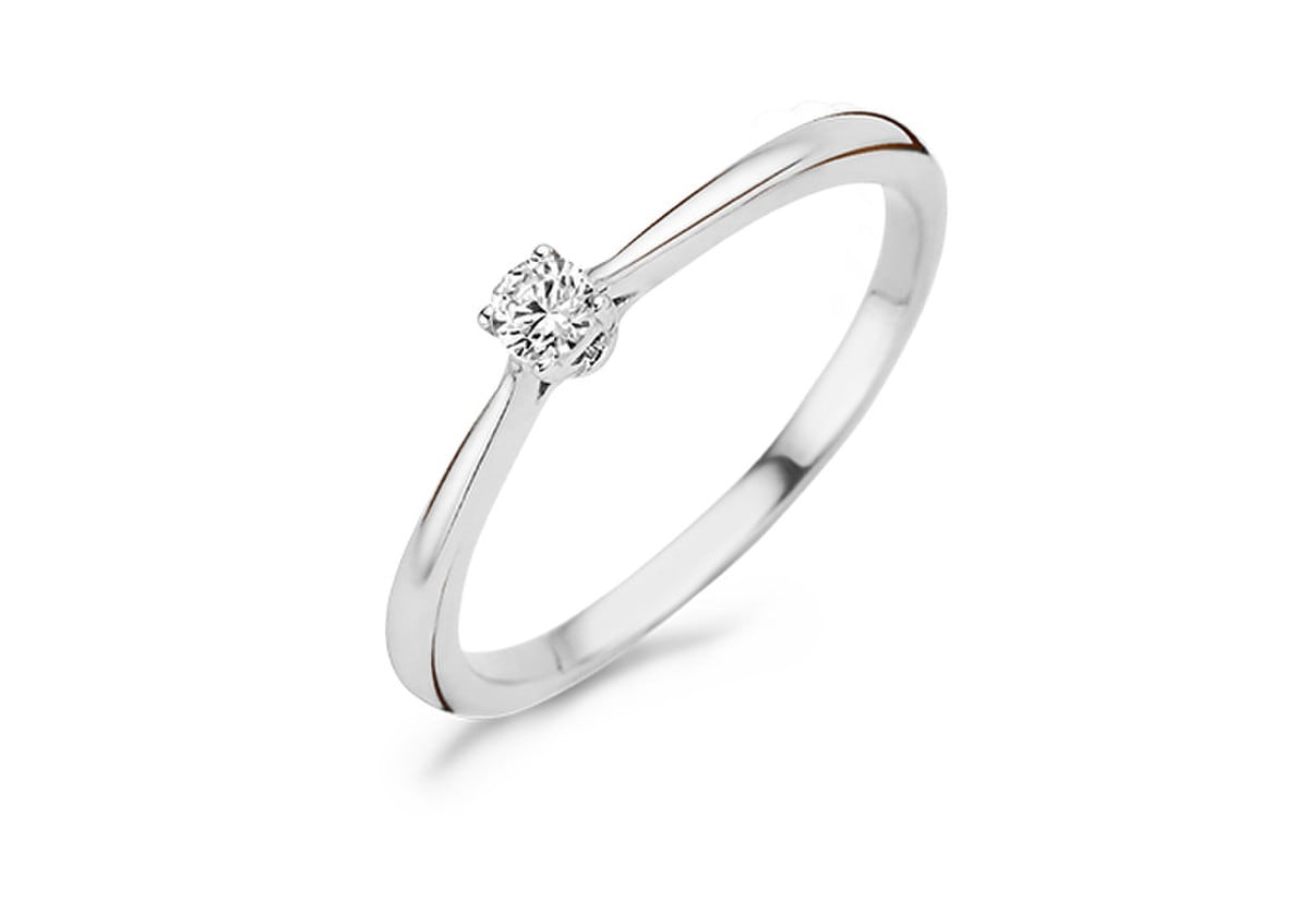 Blush - Bague Solitaire - Or Blanc 14k, Zircon (1186WZI)