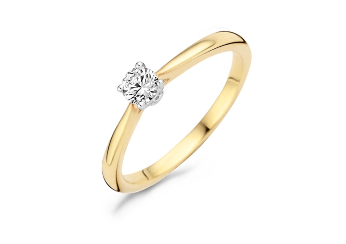 Blush Bague Solitaire Or Jaune et Blanc 14k, Zircon (1187BZI)