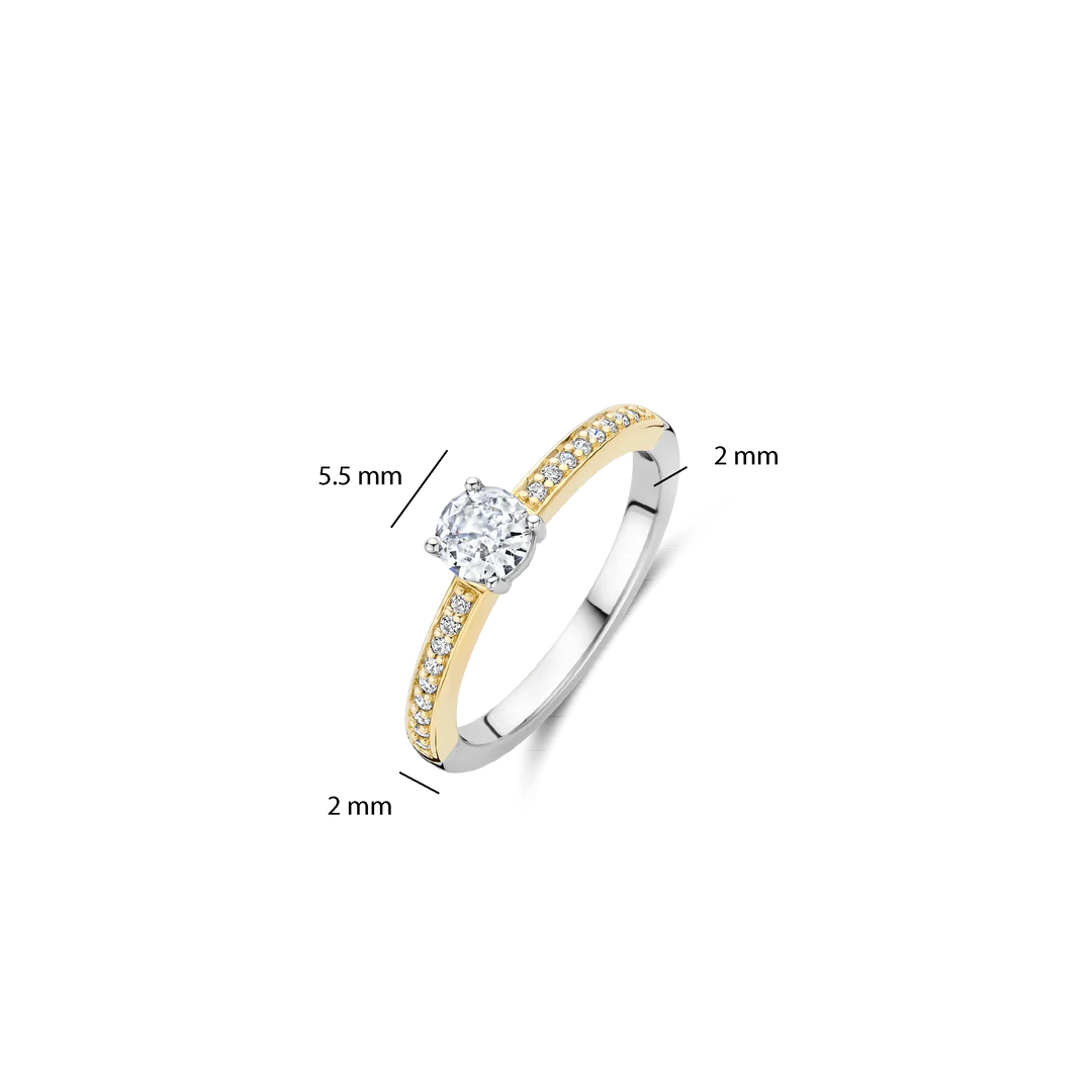 Bague TI SENTO - Argent Bicolore Doré, Zircons (12109ZY)