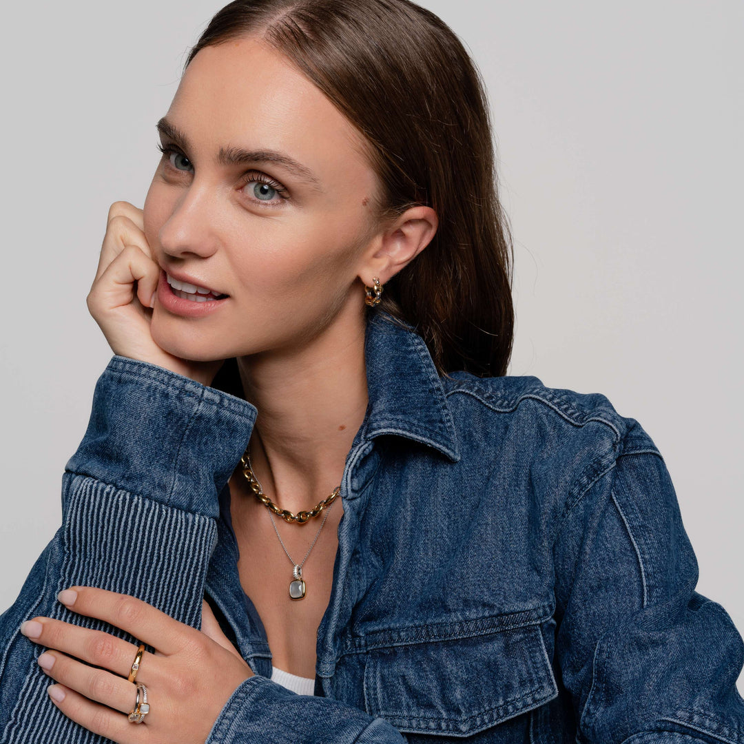 Bague TI SENTO - Argent Bicolore Doré, Zircons et Nacre (12326MW)