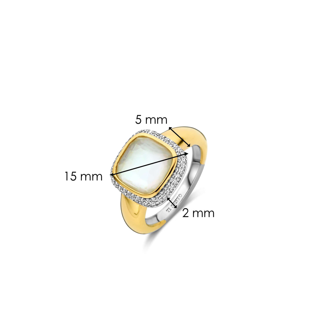 Bague TI SENTO - Argent Bicolore Doré, Zircons et Nacre (12330MW)