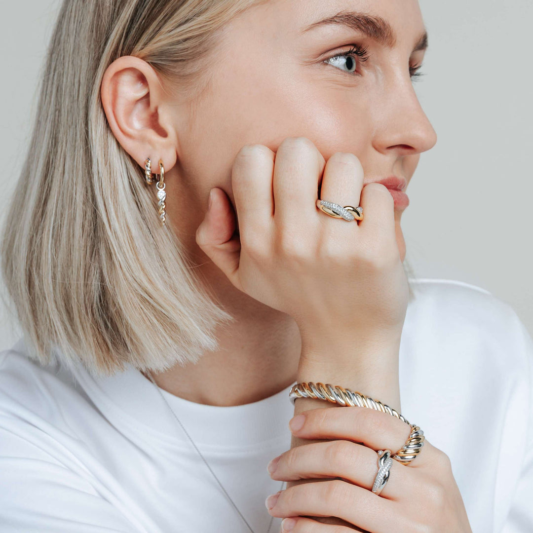 Bague TI SENTO - Argent Bicolore Doré, Zircons (12370ZY)