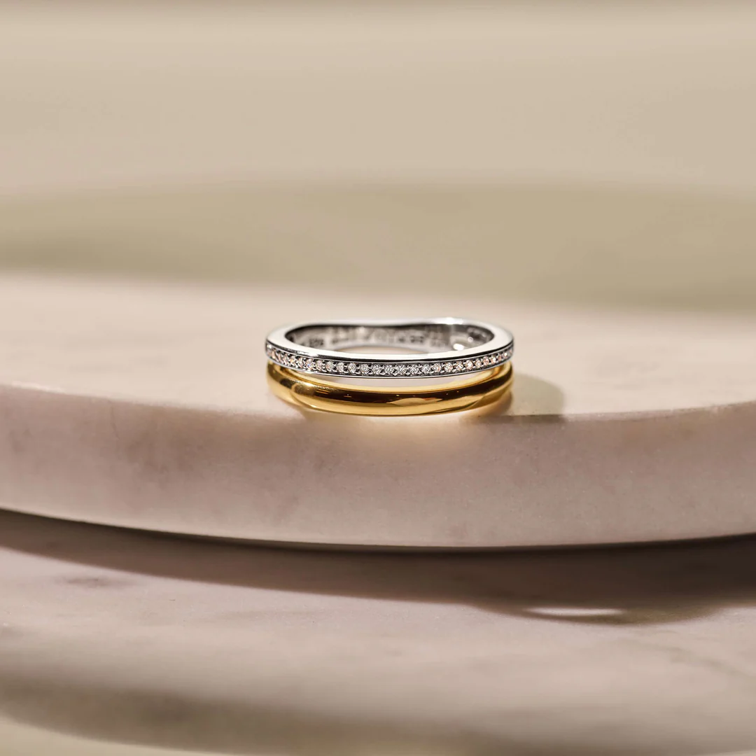 Bague TI SENTO - Argent Bicolore Doré, Zircons (12392ZY)