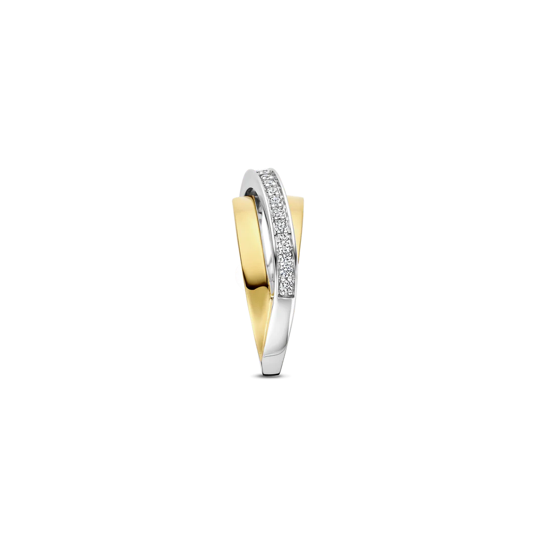 Bague TI SENTO - Argent Bicolore Doré, Zircons (12405ZY)