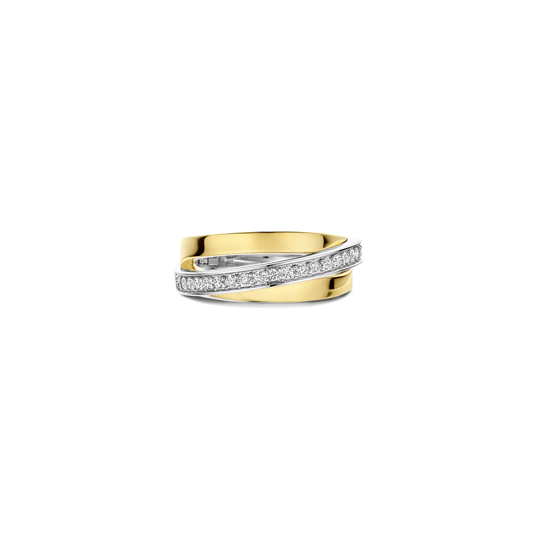 Bague TI SENTO - Argent Bicolore Doré, Zircons (12405ZY)