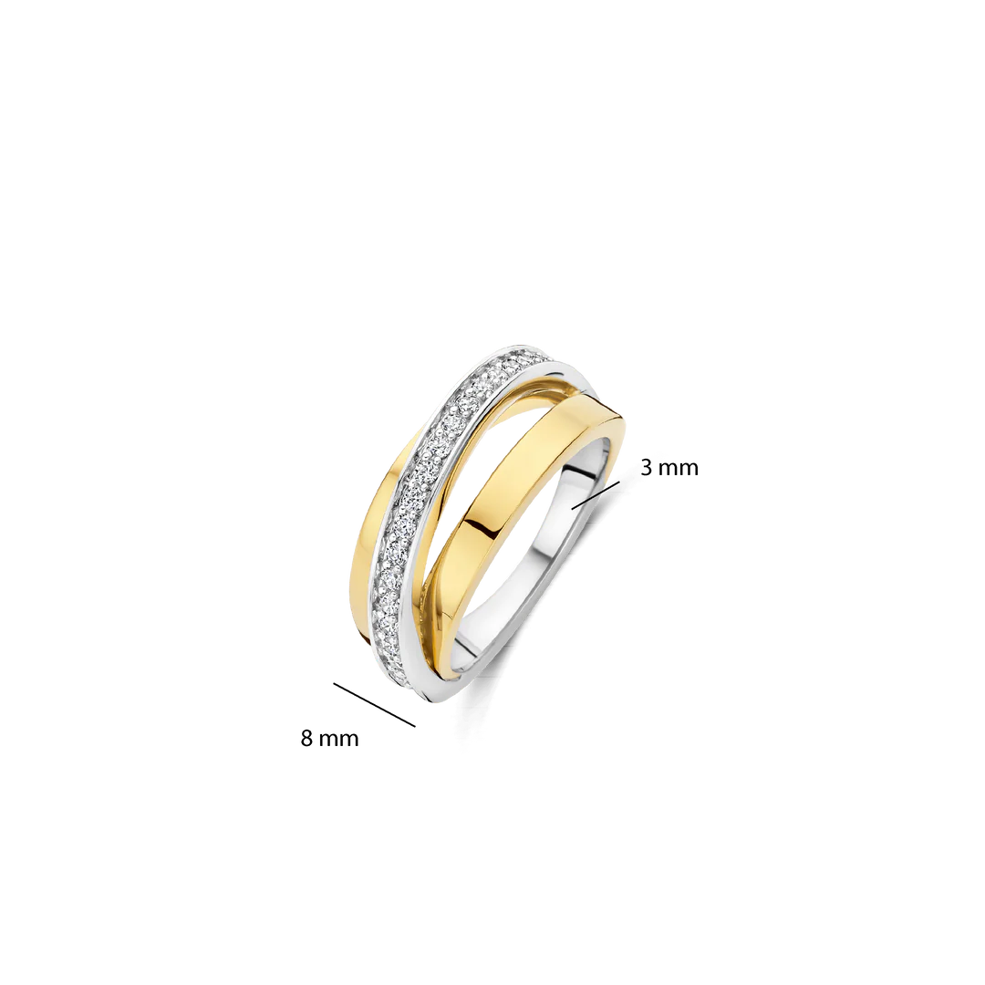 Bague TI SENTO - Argent Bicolore Doré, Zircons (12405ZY)