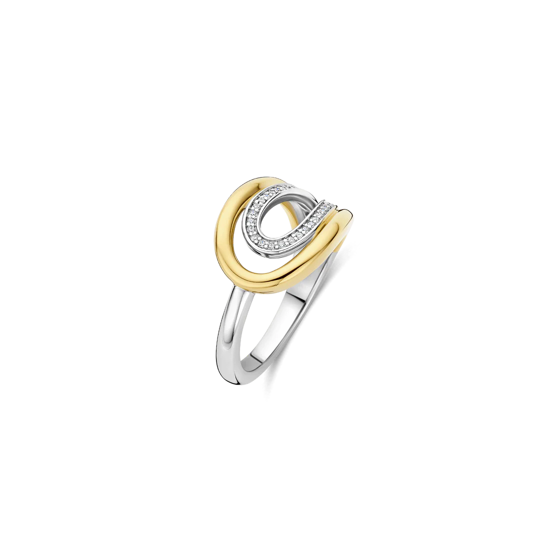 Bague TI SENTO - Argent Bicolore Doré, Zircons (12408ZY)