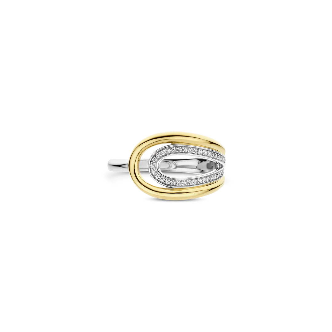 Bague TI SENTO - Argent Bicolore Doré, Zircons (12408ZY)