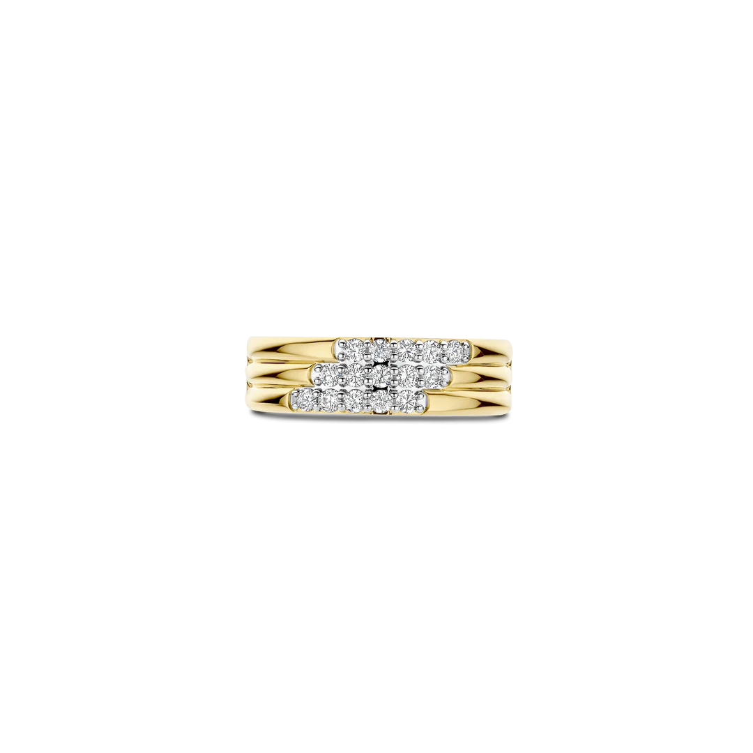 Bague TI SENTO - Argent Bicolore Doré, Zircons (12411ZY)