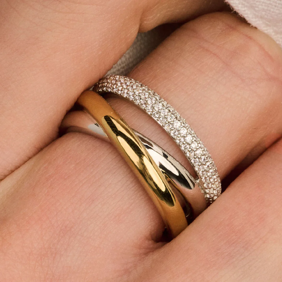 Bague TI SENTO - Argent Bicolore Doré, Zircons (12422ZY)