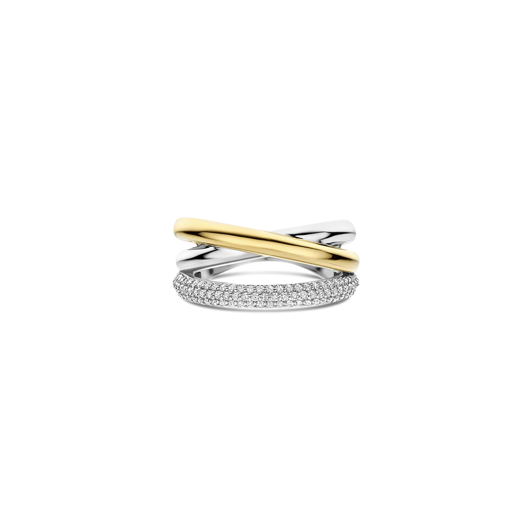 Bague TI SENTO - Argent Bicolore Doré, Zircons (12422ZY)