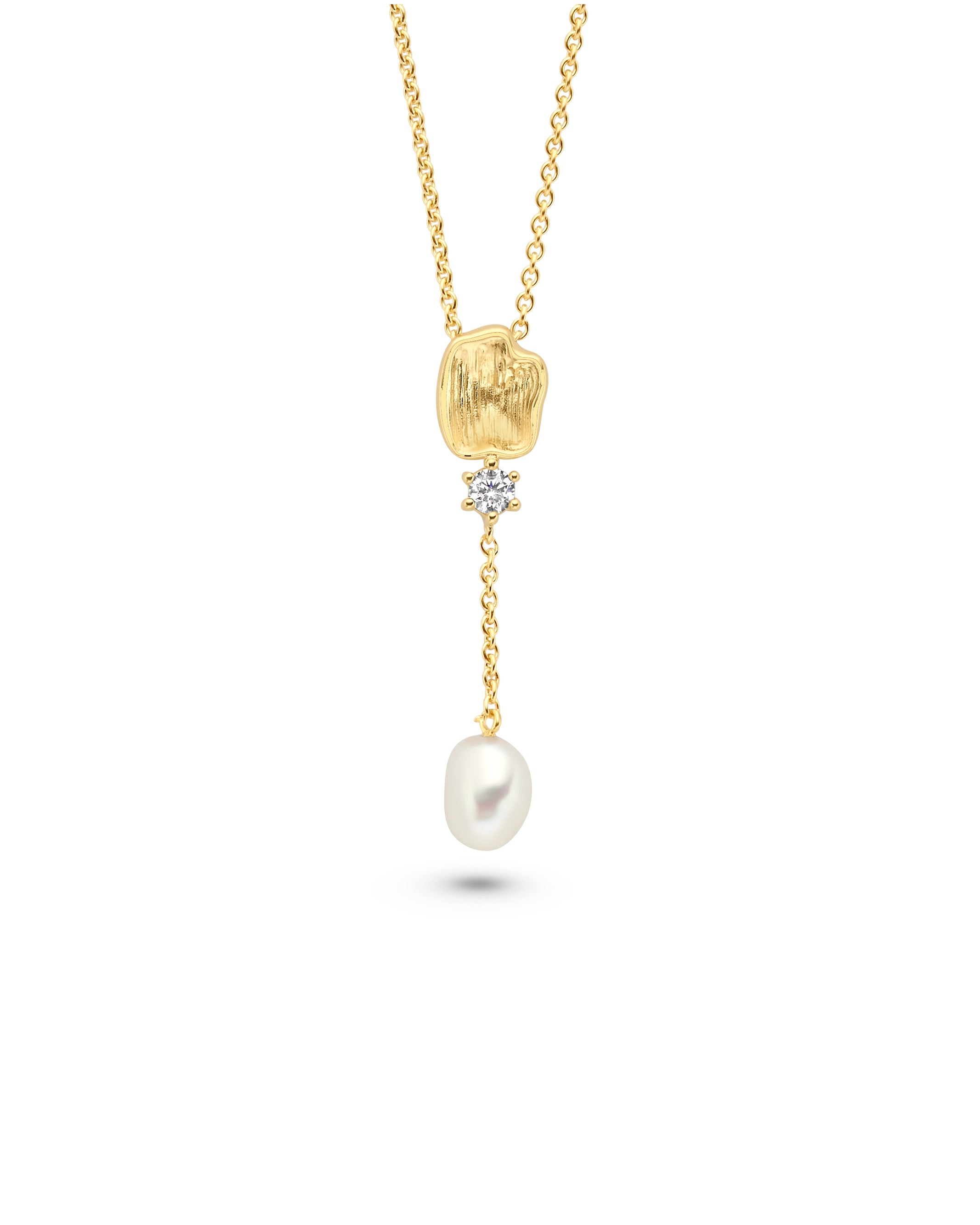 Collier FJF - Icon Octagon, Plaqué or, Perle et Zircons (FJF0010029Y)