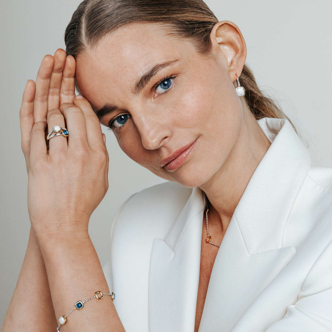 Bracelet TI SENTO - Plaqué or, Argent et Zircon bleu (23080DB)