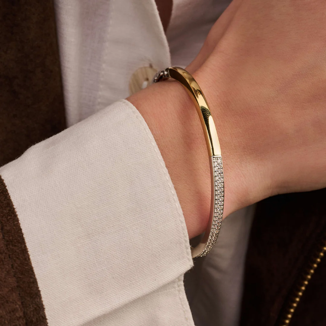 Bracelet Rigide TI SENTO - Argent bicolore doré, Zircons (23091ZY)