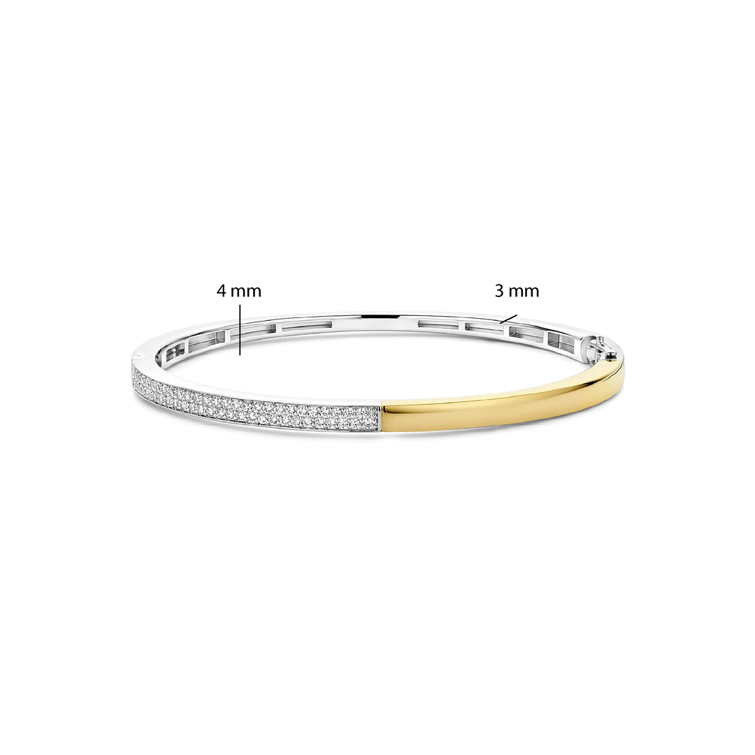 Bracelet Rigide TI SENTO - Argent bicolore doré, Zircons (23091ZY)