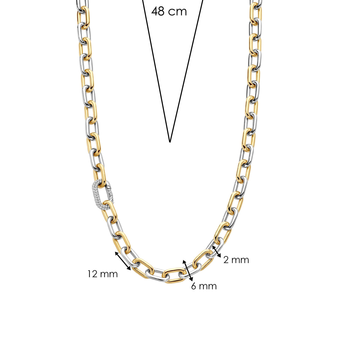 Collier TI SENTO - Argent Bicolore, Zircon (34065ZY)