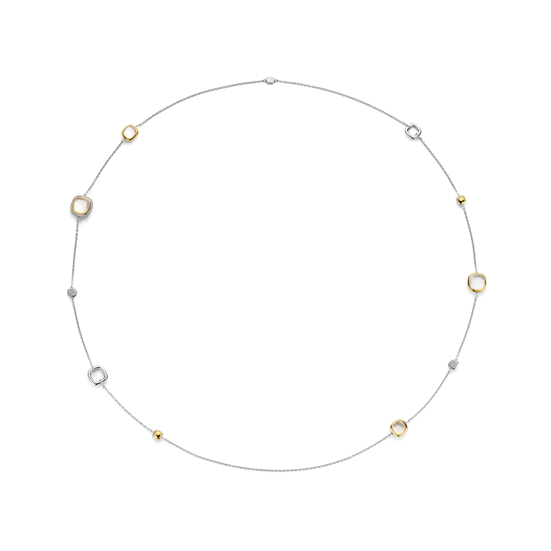 Collier Sautoir TI SENTO - Argent Bicolore, Zircon et Nacre (34066MW)