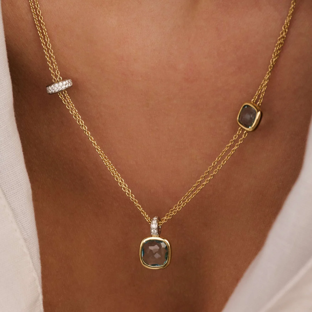 Collier TI SENTO - Argent Bicolore, Zircon Bleu (34122TY/50)