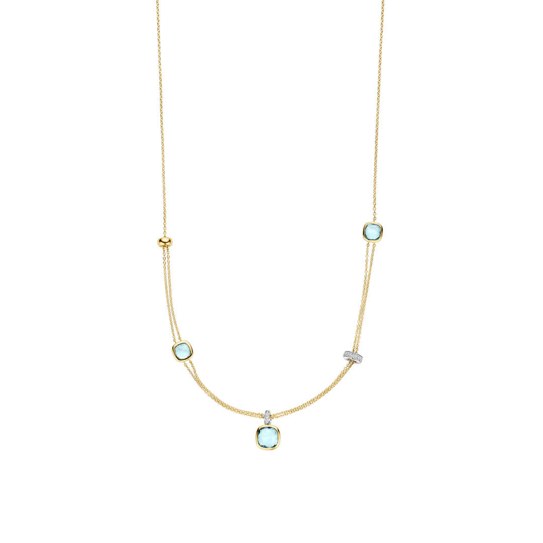 Collier TI SENTO - Argent Bicolore, Zircon Bleu (34122TY/50)