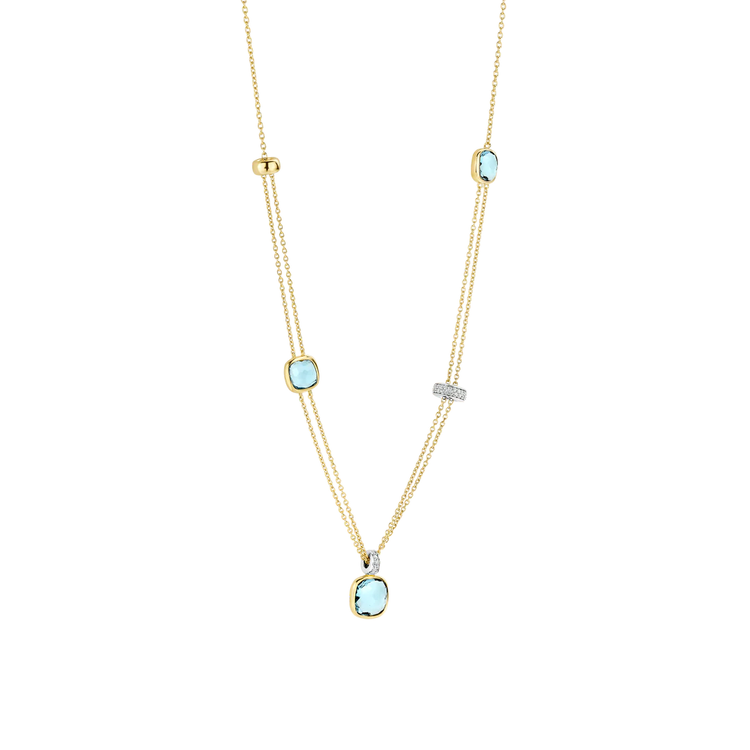 Collier TI SENTO - Argent Bicolore, Zircon Bleu (34122TY/50)