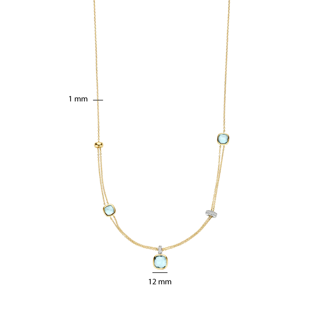 Collier TI SENTO - Argent Bicolore, Zircon Bleu (34122TY/50)