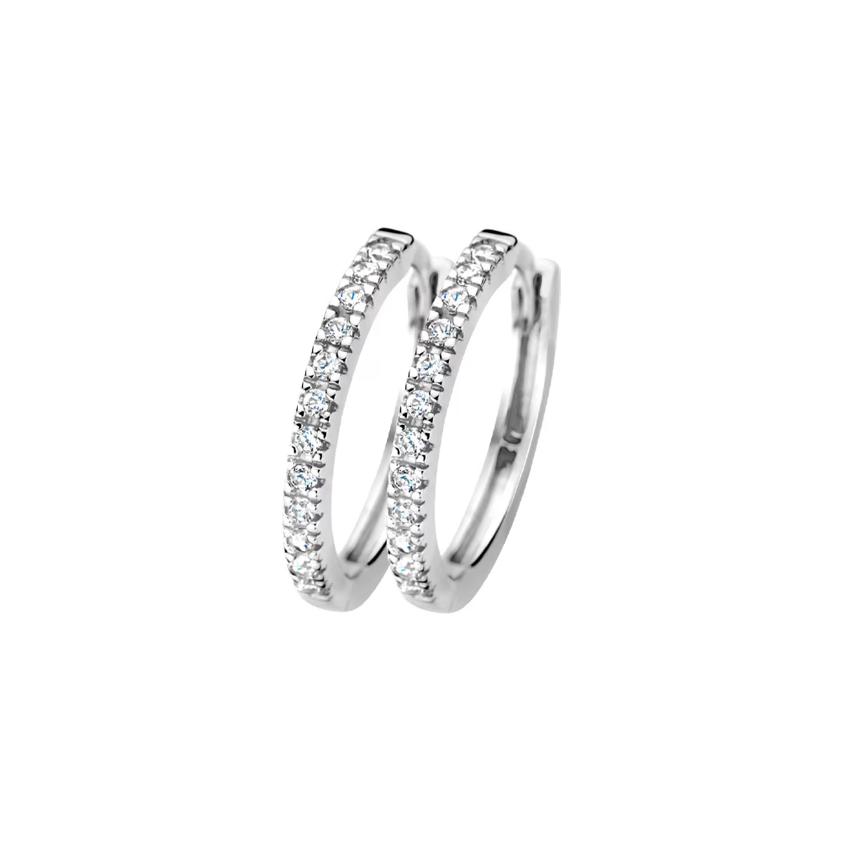 Blush - Boucles d'oreilles créoles - Or Blanc 14k, Zircons (7309WZI)