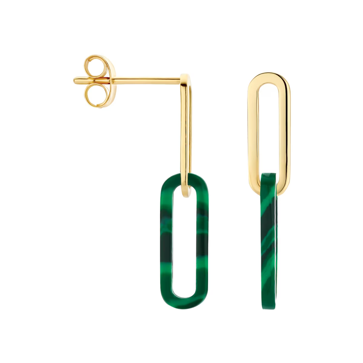Blush - Boucles d'oreilles - Or Jaune 14k, Malachite (7394YMA)