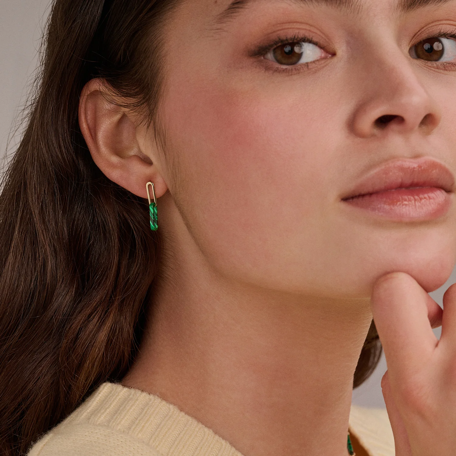 Blush - Boucles d'oreilles - Or Jaune 14k, Malachite (7394YMA)