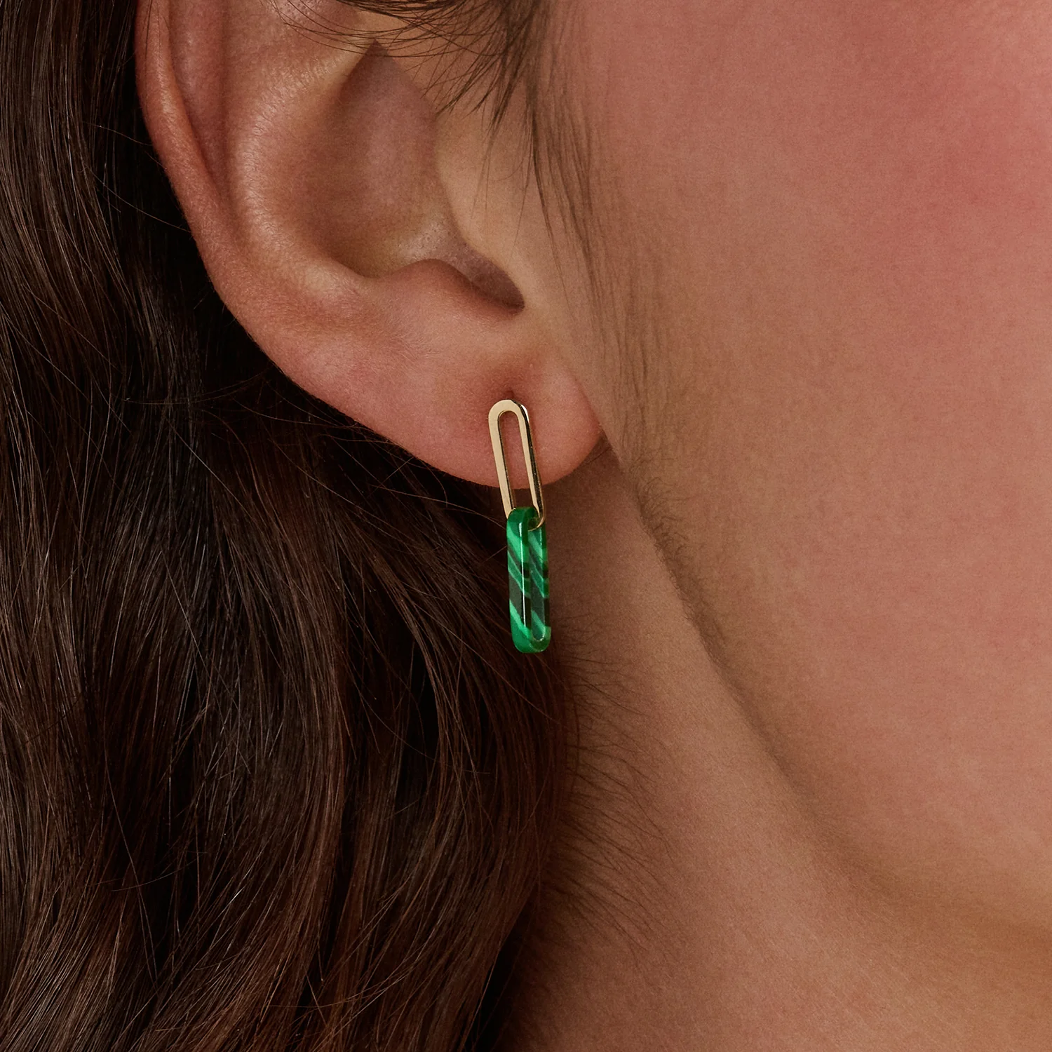 Blush - Boucles d'oreilles - Or Jaune 14k, Malachite (7394YMA)