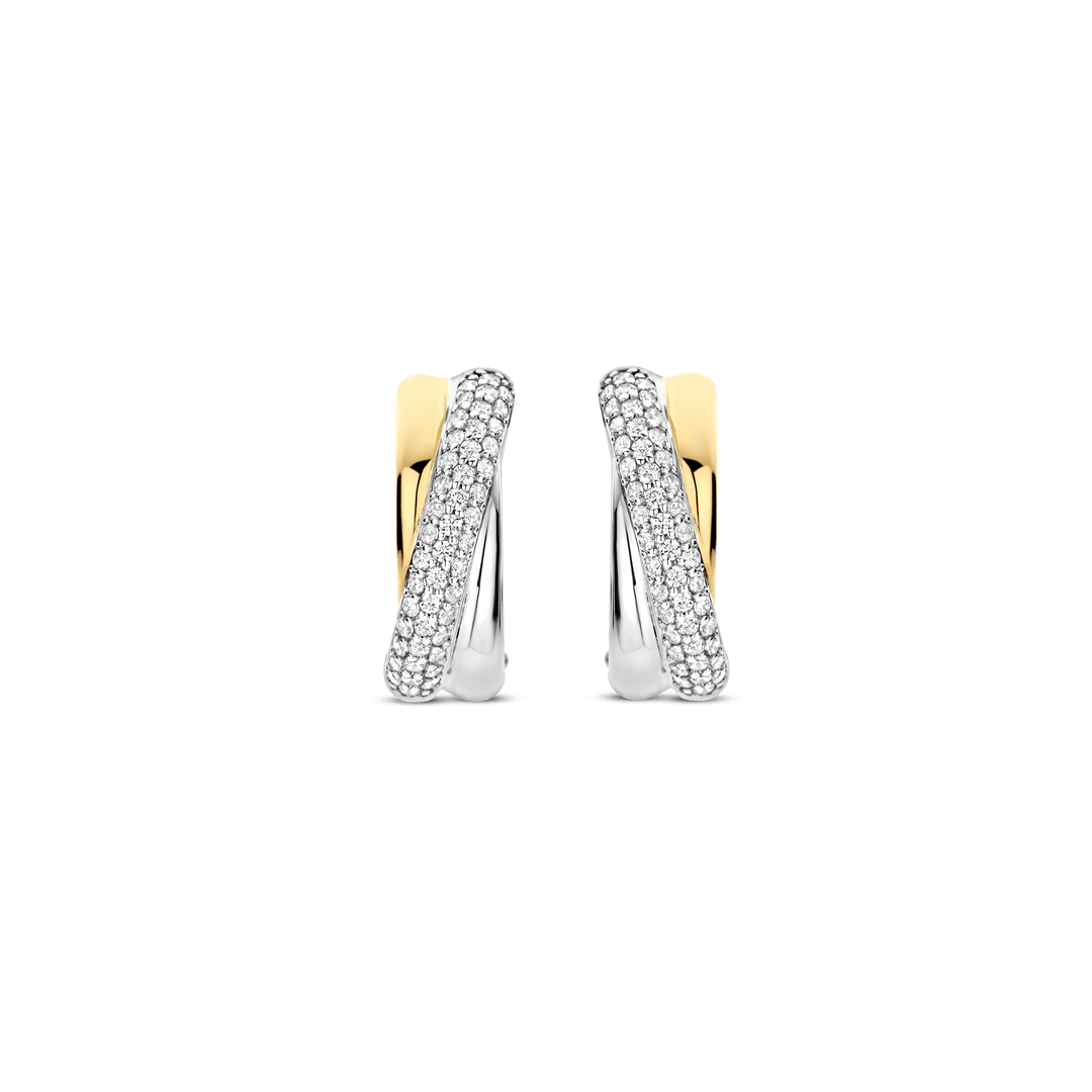 Boucles d'oreilles créoles TI SENTO - Argent bicolore doré, zircons (78012ZY)