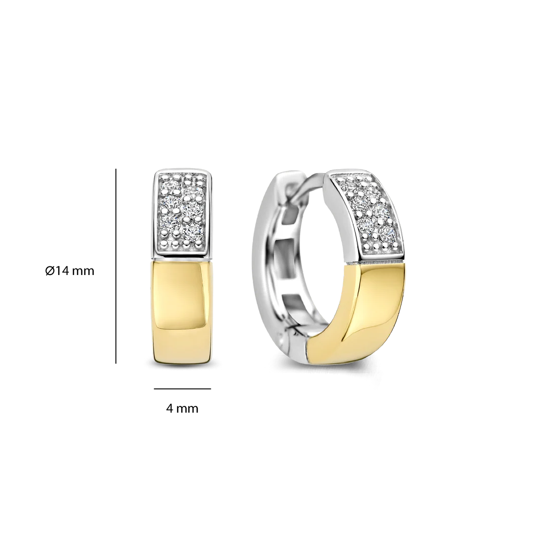 Boucles d'oreilles créoles TI SENTO - Argent bicolore doré, zircons (78050Y)