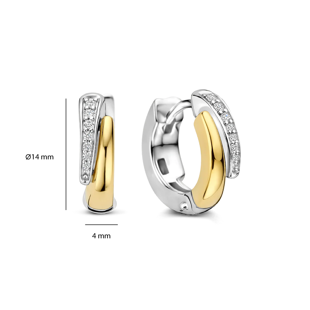 Boucles d'oreilles créoles TI SENTO - Argent bicolore doré, zircons (78052Y)