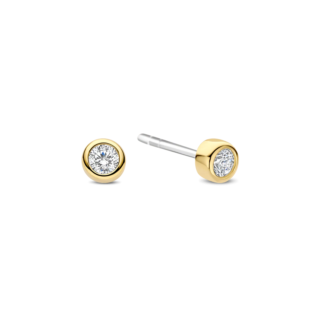 Boucles d'oreilles TI SENTO - Argent bicolore doré, zircons (78057ZY)