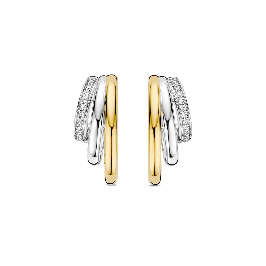 Boucles d'oreilles TI SENTO - Argent bicolore doré, zircons (78068ZY)