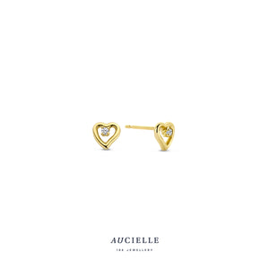 Aucielle - Boucles d'oreilles - Cœur Or Jaune et Zircons (AE0075C)
