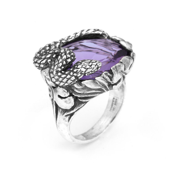 Bague Giovanni Raspini - Serpent, Argent, Quartz Améthyste (11913)