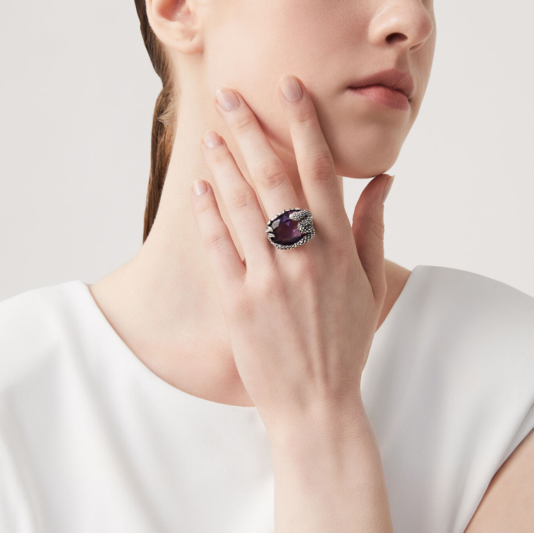 Bague Giovanni Raspini - Serpent, Argent, Quartz Améthyste (11913)