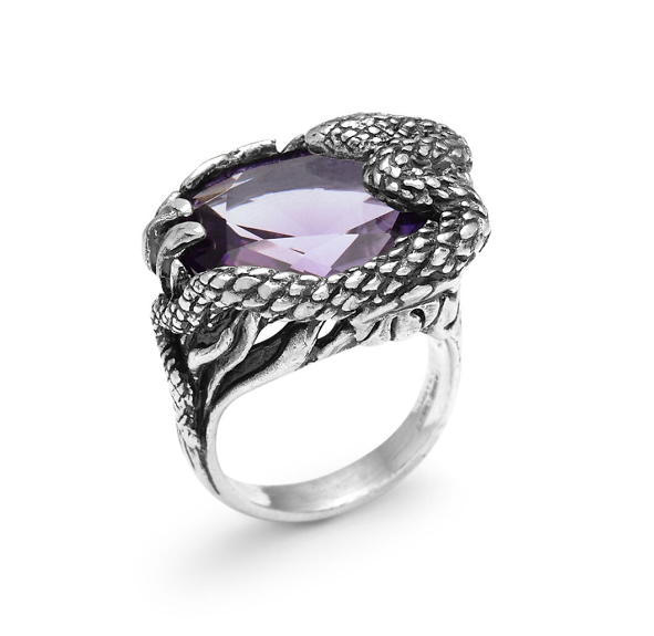 Bague Giovanni Raspini - Serpent, Argent, Quartz Améthyste (11913)