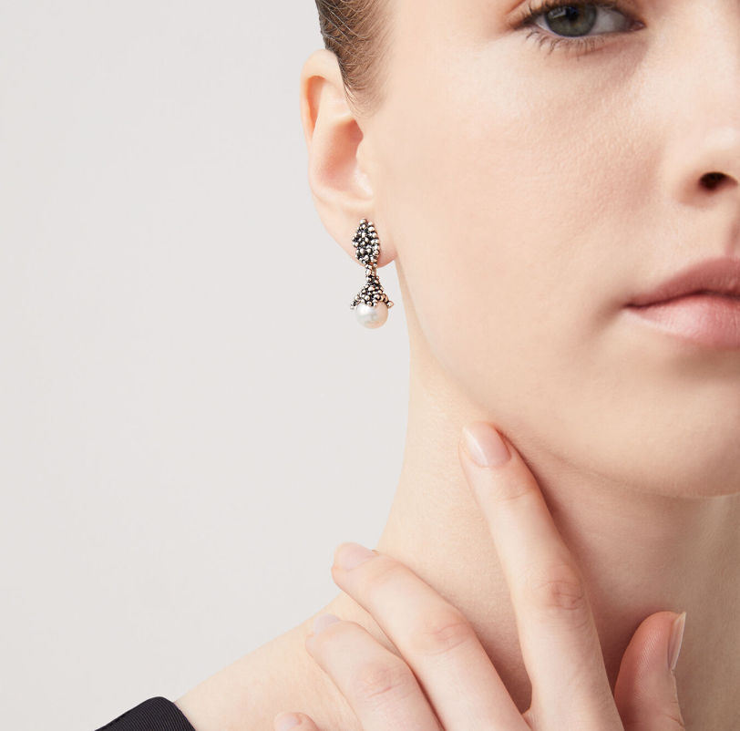 Boucles d'oreilles Giovanni Raspini - Drops, Argent et Perles (11934)