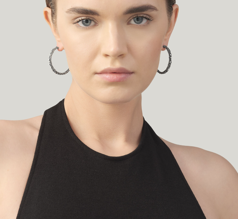 Boucles d'oreilles Giovanni Raspini - Demi-créoles Perlage, Argent (12440)