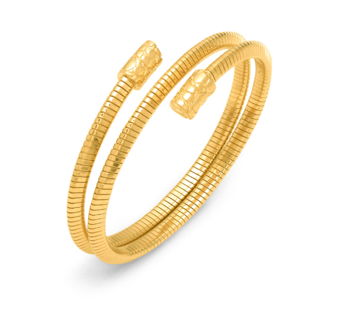 Bracelet Giovanni Raspini - Mini Double Tubogas croco, Plaqué Or (12546)