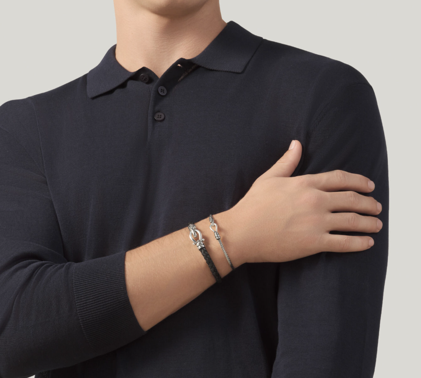 Bracelet Giovanni Raspini - Homme Croco Cuir, Argent (12568L)