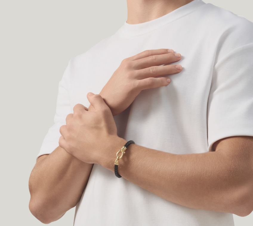 Bracelet Giovanni Raspini - Homme Croco Cuir, Plaqué Or (12569L)