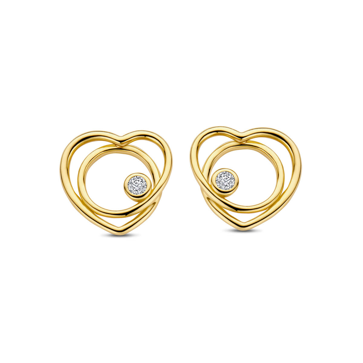 Boucles d'oreilles coeur Naiomy - Plaqué or et zircons (N4X56)