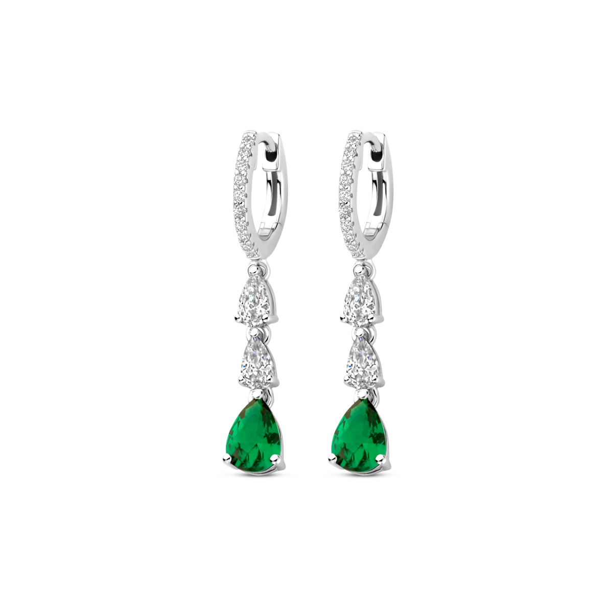 Boucles d'oreilles Naiomy - Argent et zircons verts (N5L53)