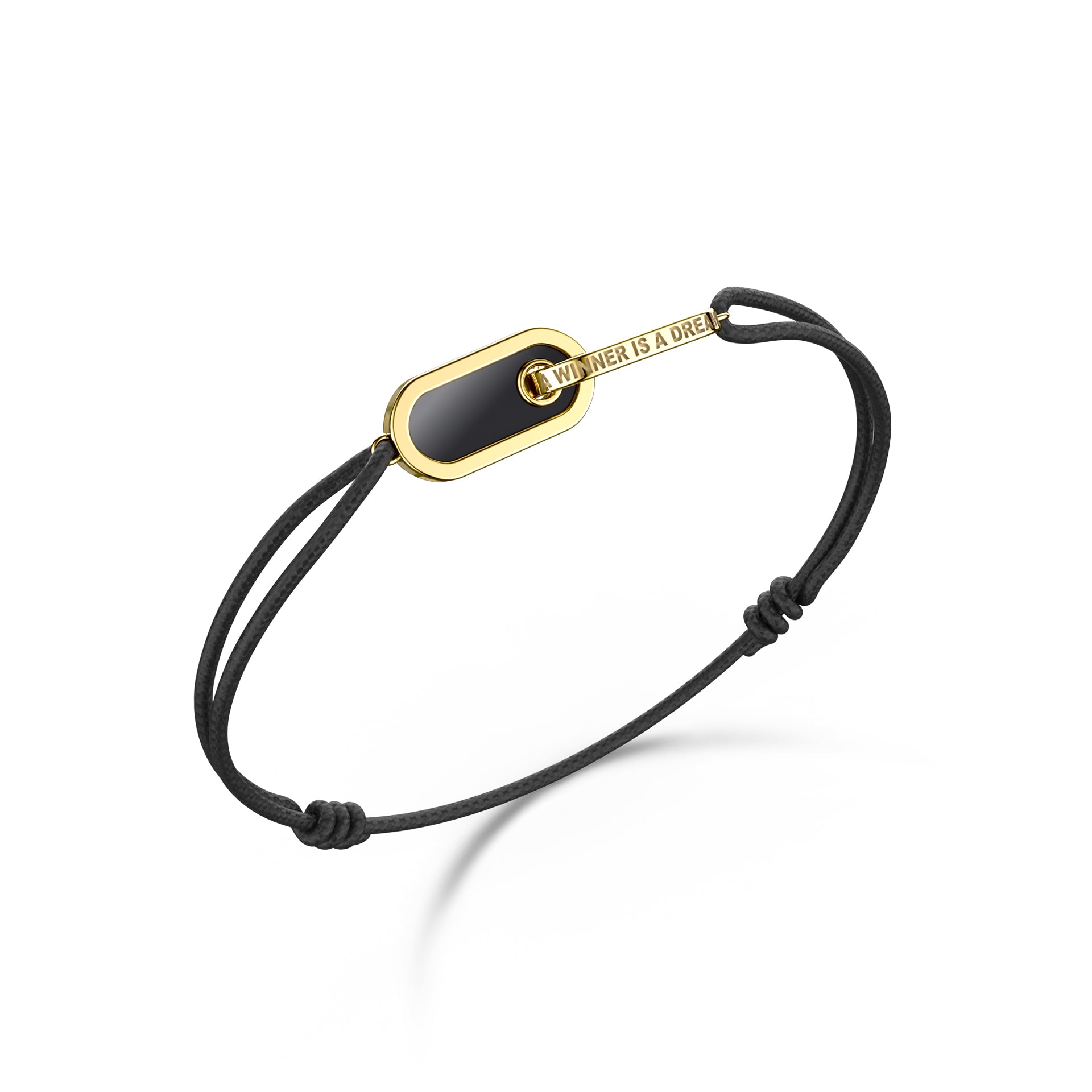 Bracelet Unknow Brand - Dreamer Or et Onyx, cordon (DCOJ10)