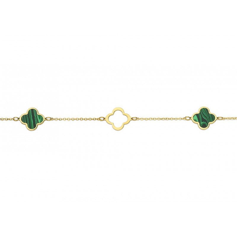 Bracelet avec motifs - Or Jaune et Malachite (AR1652)
