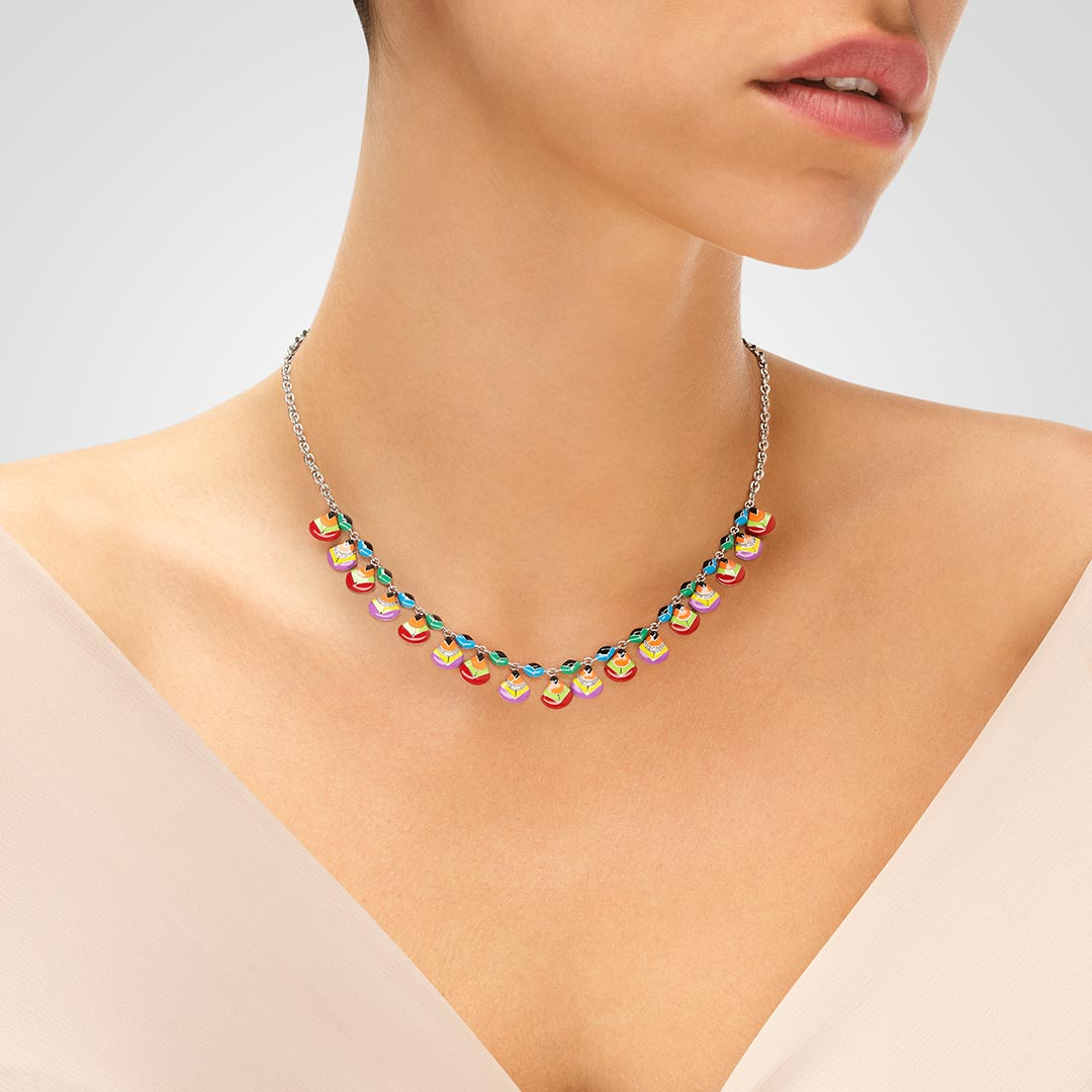 Collier UNASTORIA - Paon, Argent et Zircons (CL121230)